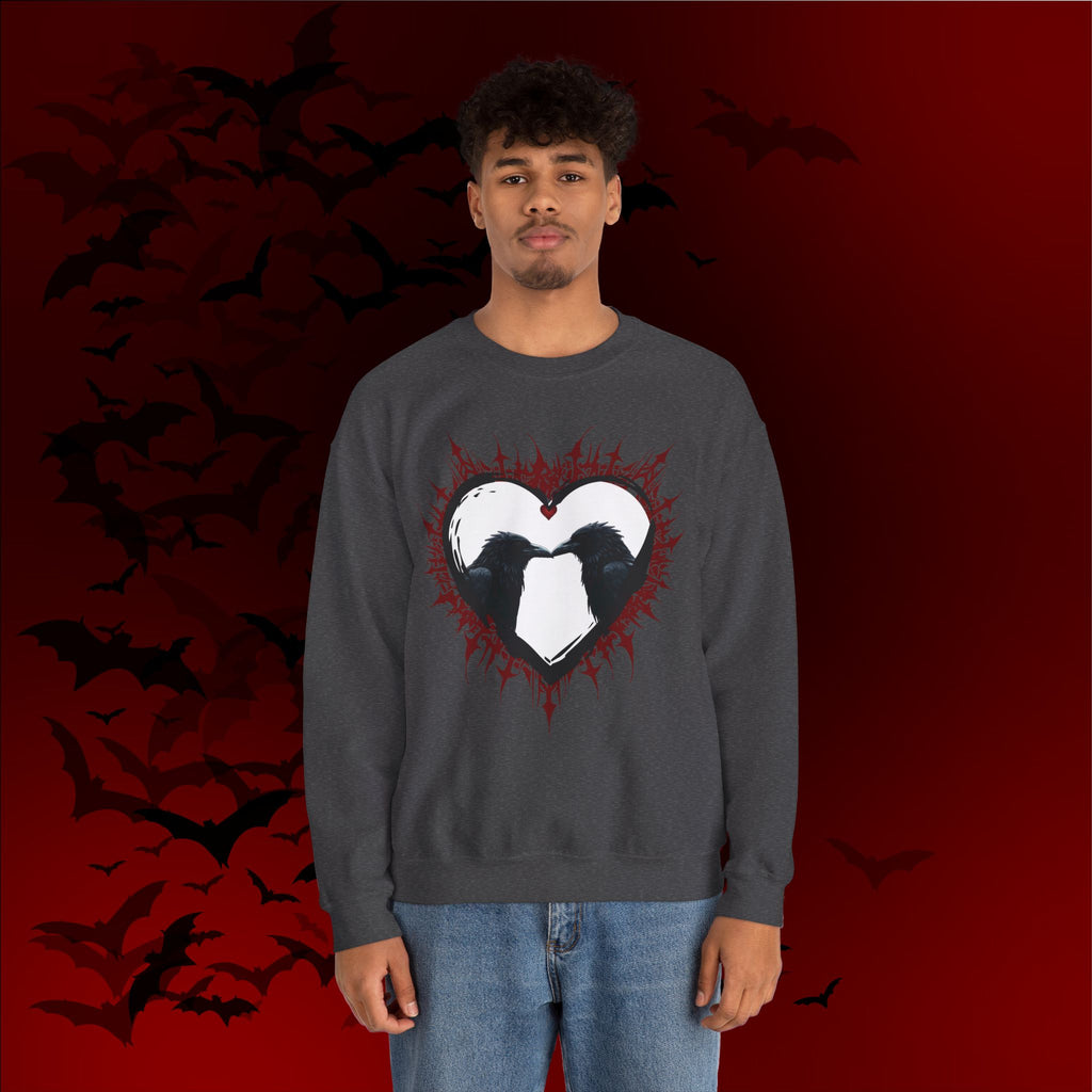 Gothic Raven Heart Crewneck Sweatshirt — Dark Romance Valentine's Day