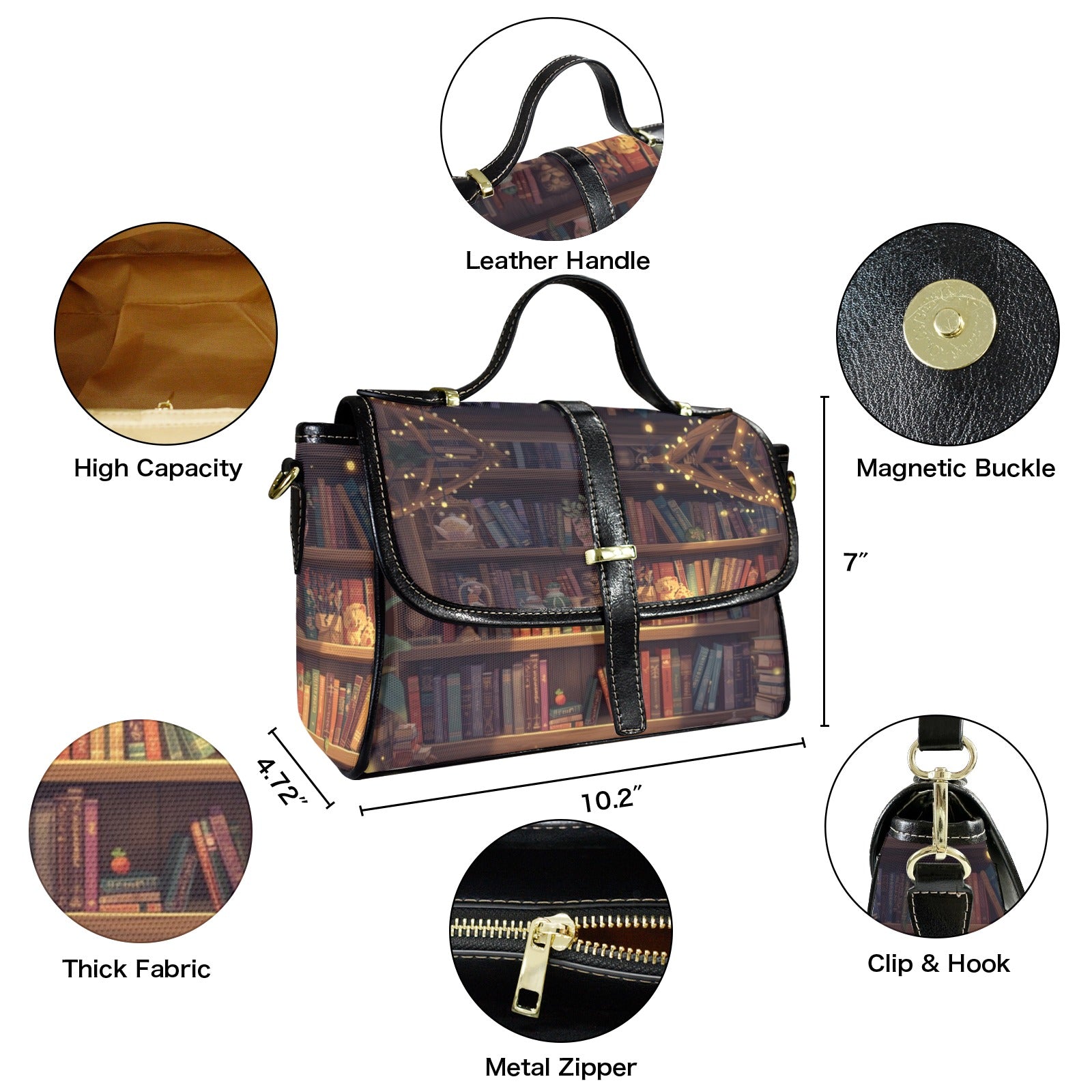 Whimsical Bookcase Crossbody Bag