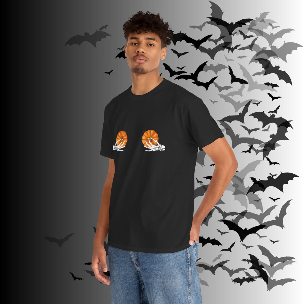 Skeleton Hands Pumpkin Halloween T-Shirt — Funny Spooky Season Tee