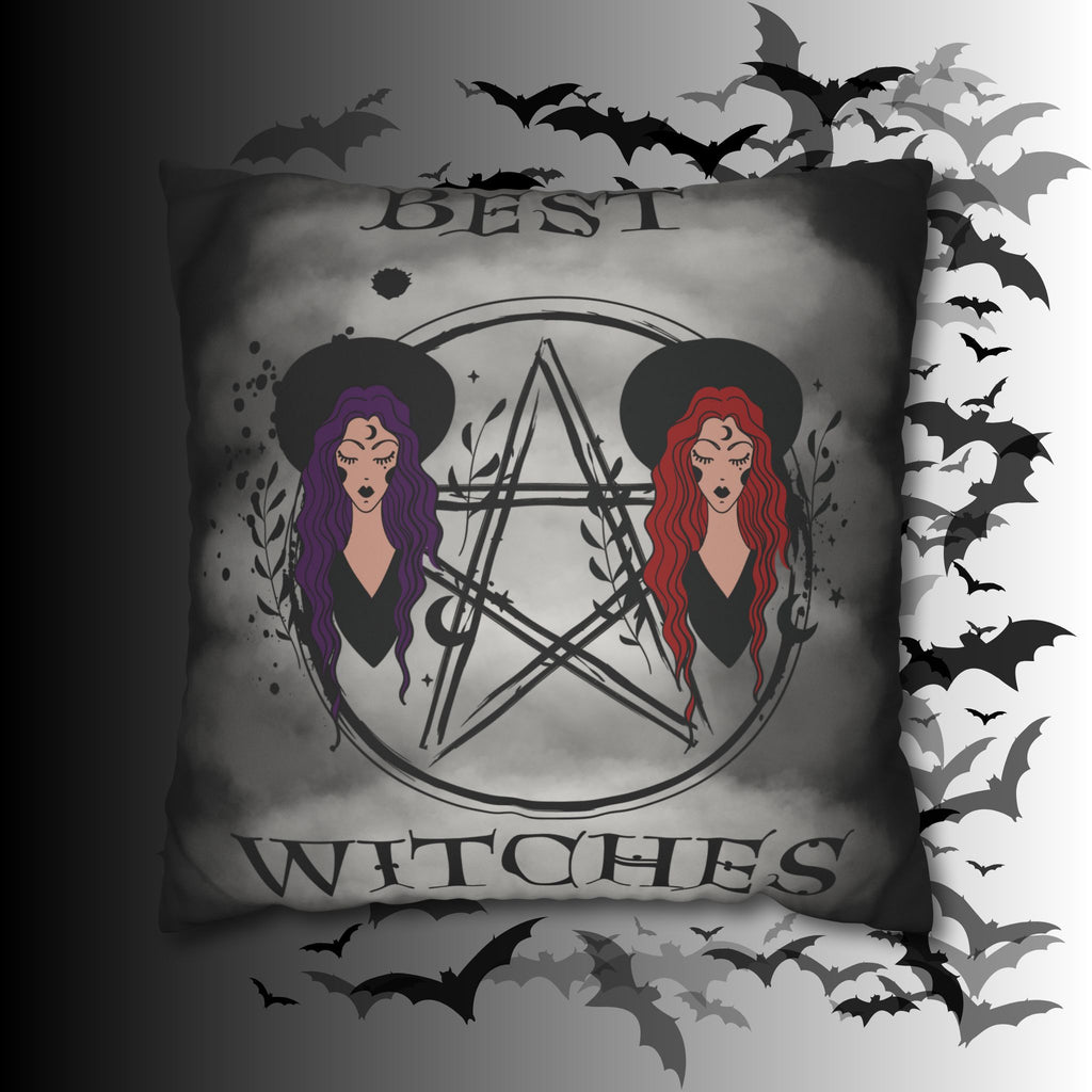 Best Witches Gothic BFF Throw Pillow — Witch Dark Cottagecore Home Decor