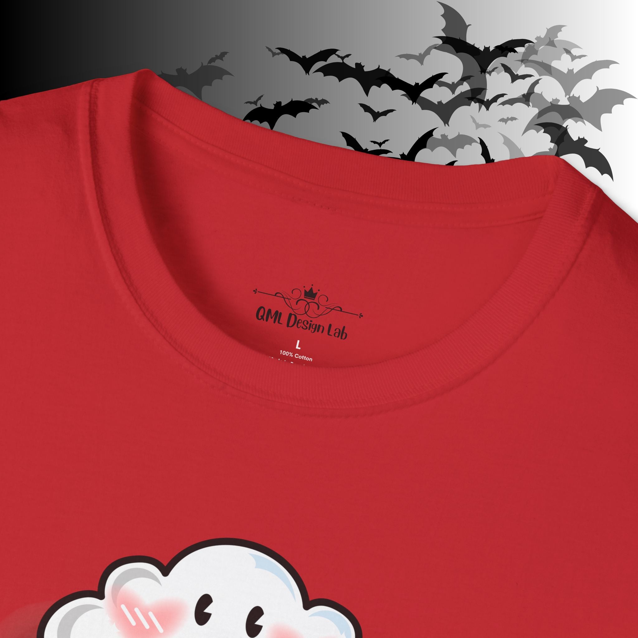 Rainbow Vomit Cloud Bat T-Shirt — Kawaii Goth Pride Unisex Tee