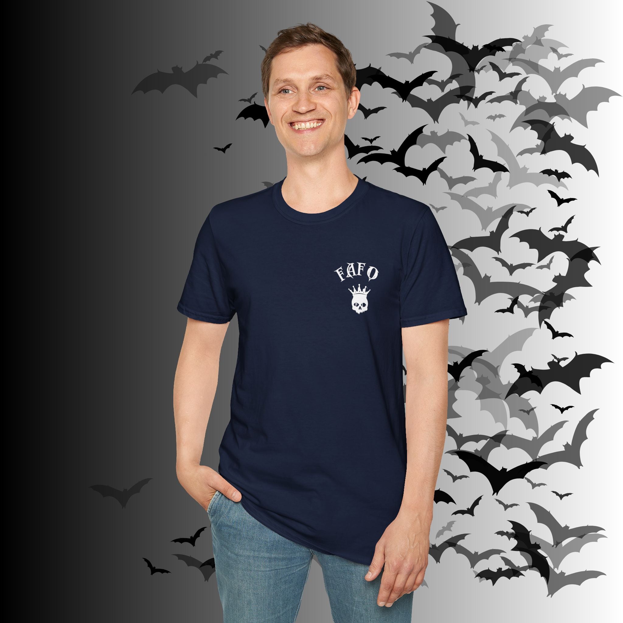 "FAFO" I Identify As A Threat T-Shirt — White Print Front & Back Gothic Tee