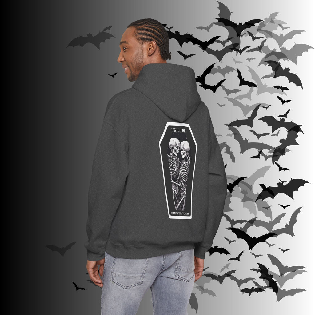Gothic Skeleton "Forever Yours" Couples Hoodie — Dark Romance Front & Back Print