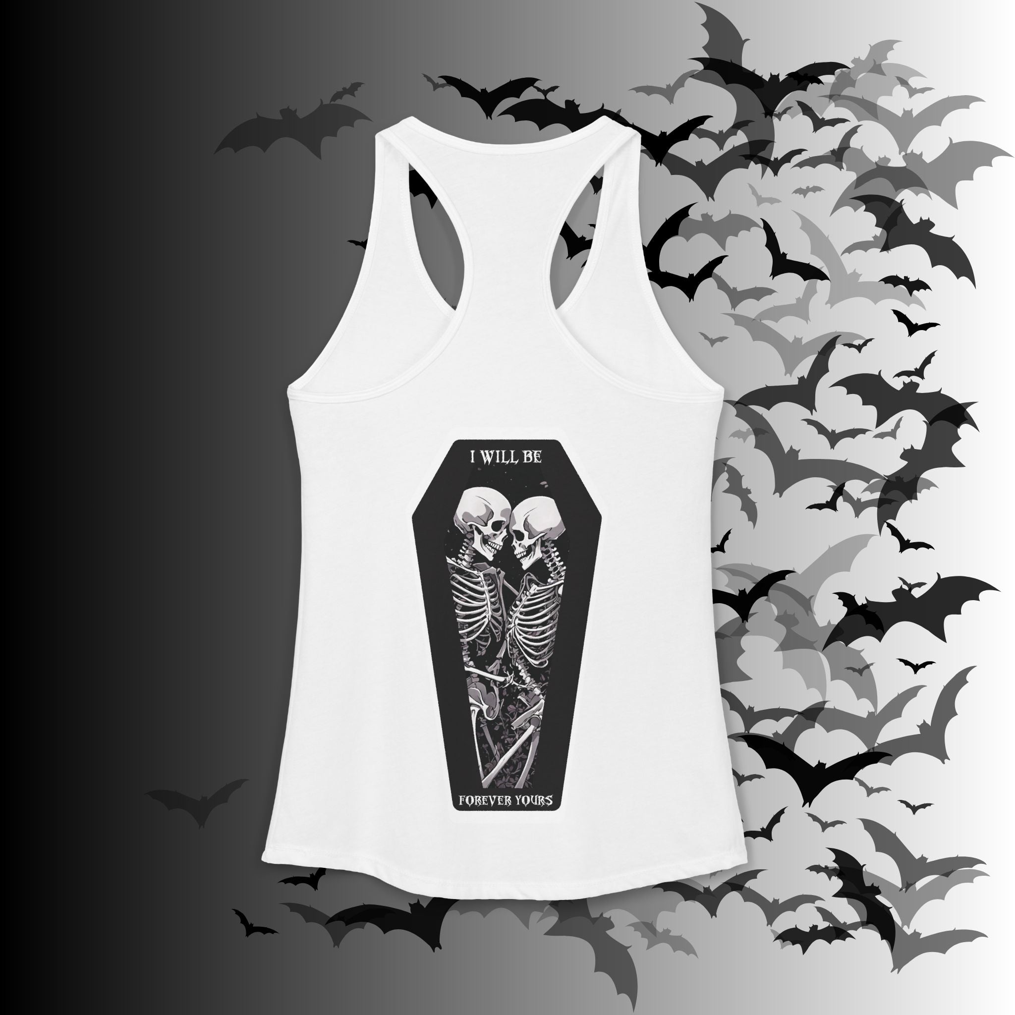 Gothic Skeleton Heart "Forever Yours" Racerback Tank Top — Dark Romance Front & Back