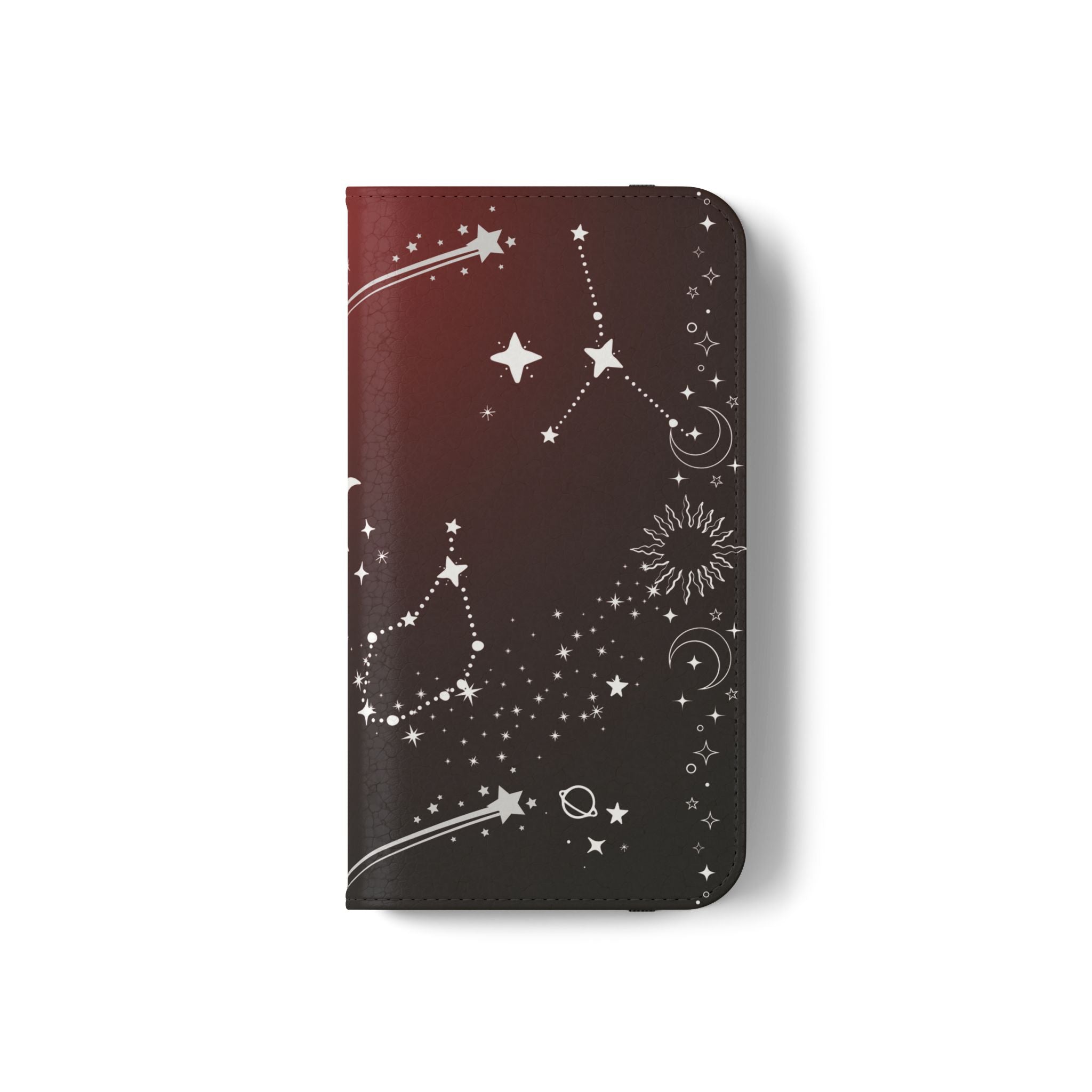 Gothic Celestial Black and Red Flip Wallet Case for iPhone and Samsung Galaxy Phones