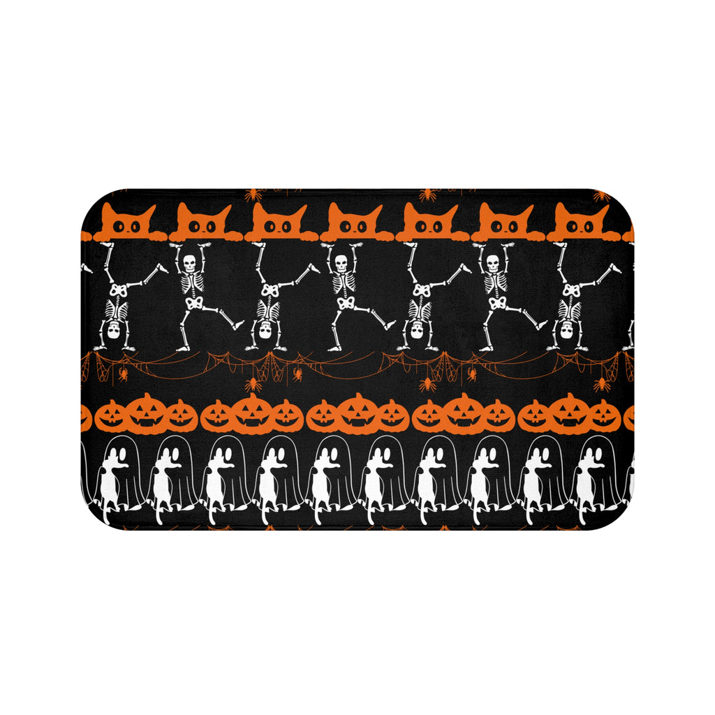 Halloween Pattern Bath Mat — Spooky Season Bathroom Decor