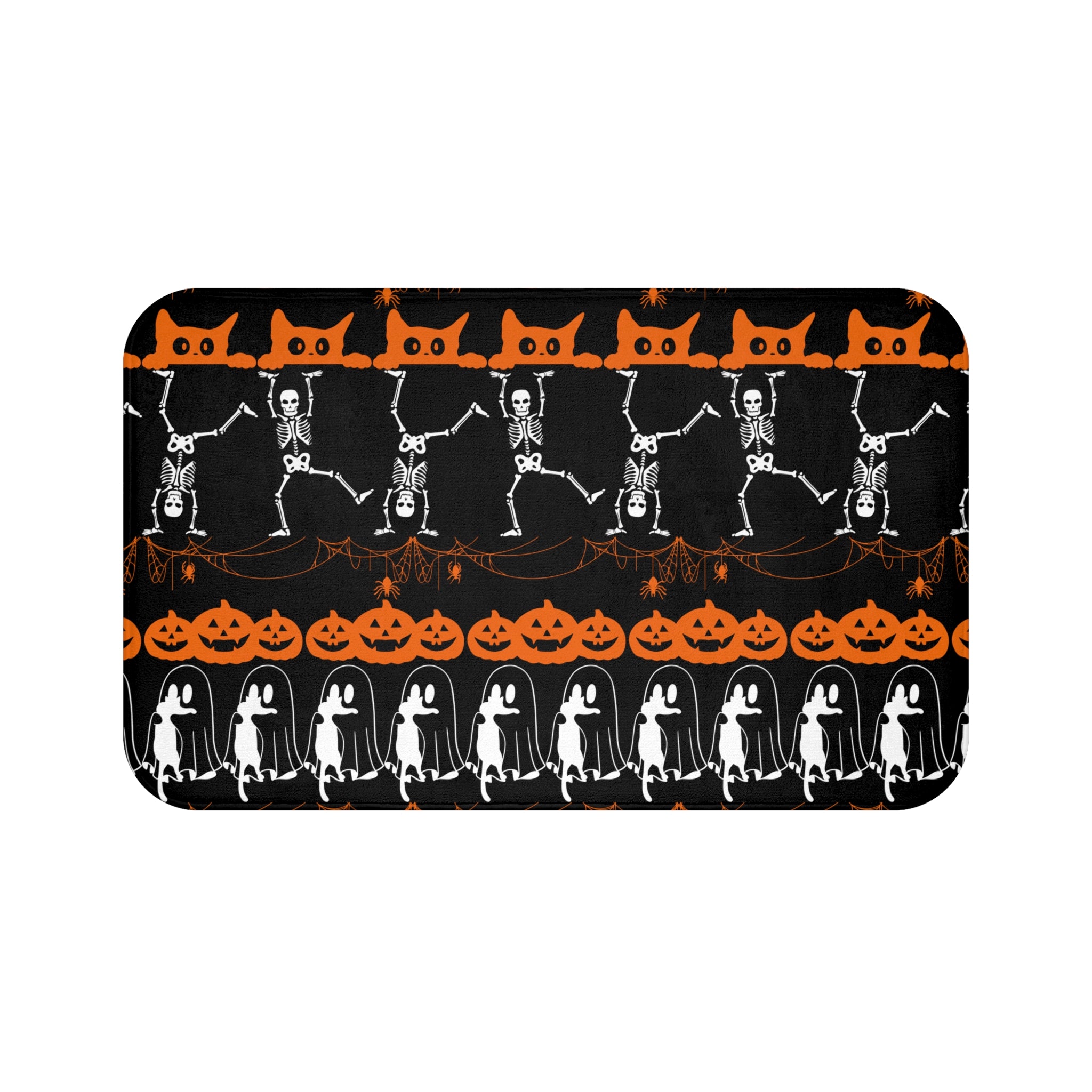 Halloween Pattern Bath Mat — Spooky Season Bathroom Decor