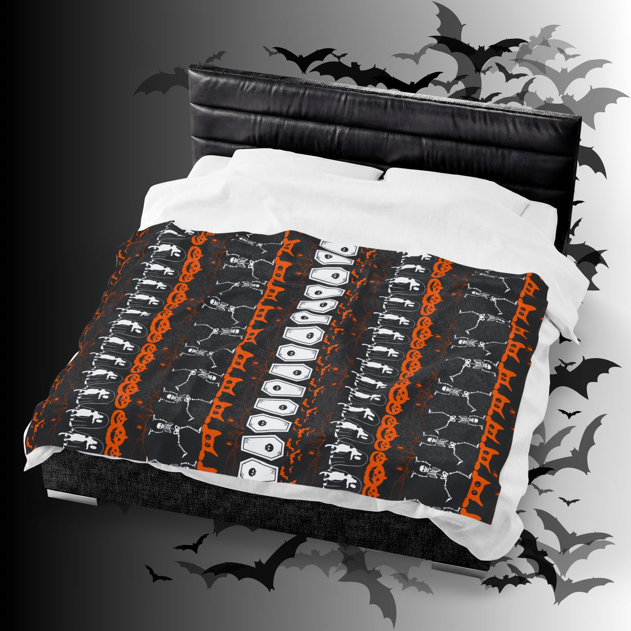 Halloween Pattern Velveteen Plush Blanket — Spooky Season Throw Blanket
