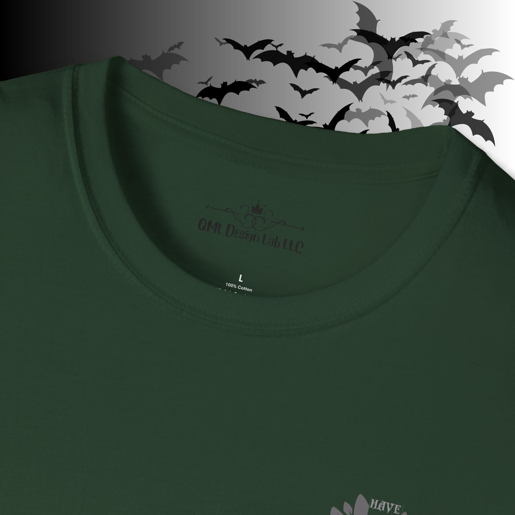 "Have The Day That You Deserve" Botanical Skull T-Shirt — Tonal Gothic Back Print