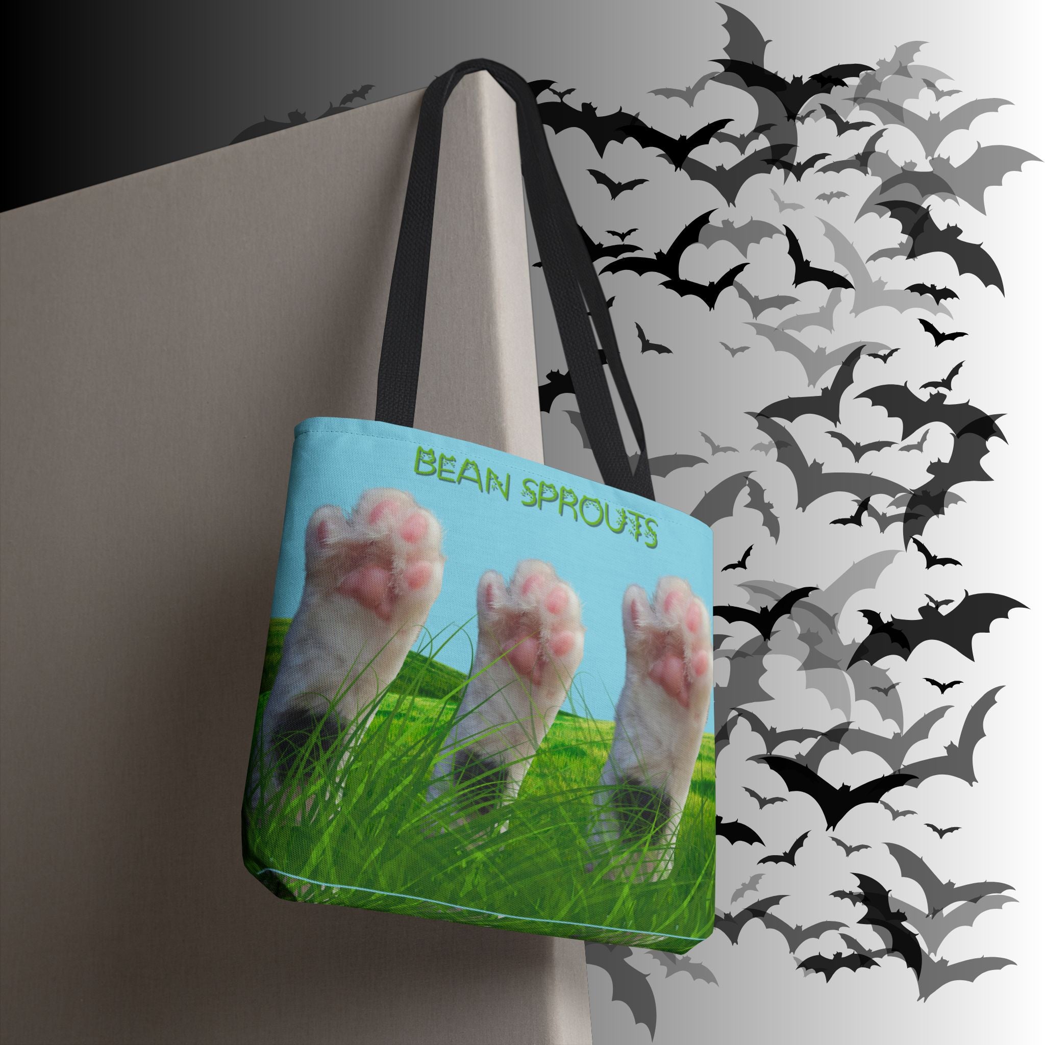 "Bean Sprouts" Cat Paws Tote Bag — Funny Cat Lover Gift
