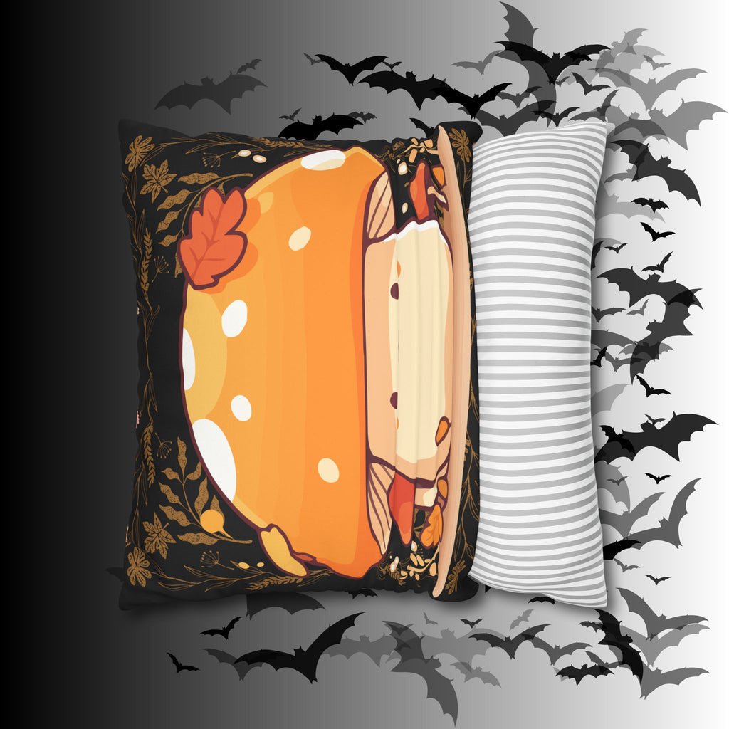 Dark Cottagecore Mushroom Throw Pillow — Forest Witch Kawaii Home Decor