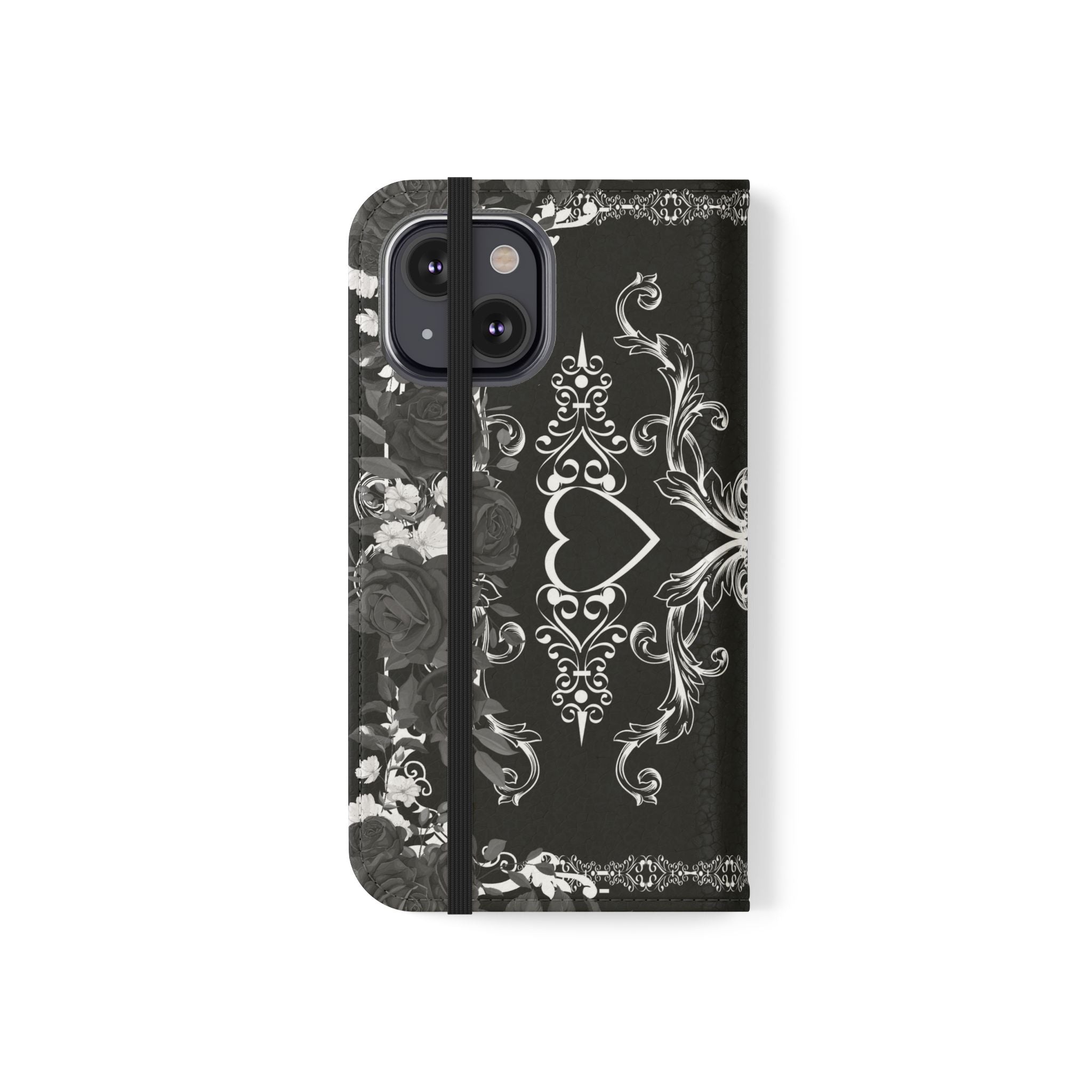 Romantic Goth Wallet Flip Case - Goth Botanical Phone Case