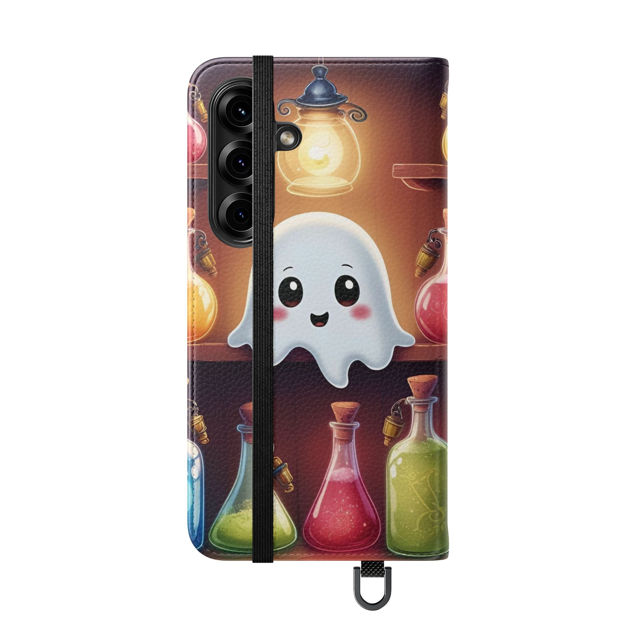 Apothecary Ghost Flip Wallet Case - Spooky Halloween Phone Case - Gothic Ghost Smartphone Case -  Ghost on a Shelf Wallet Case