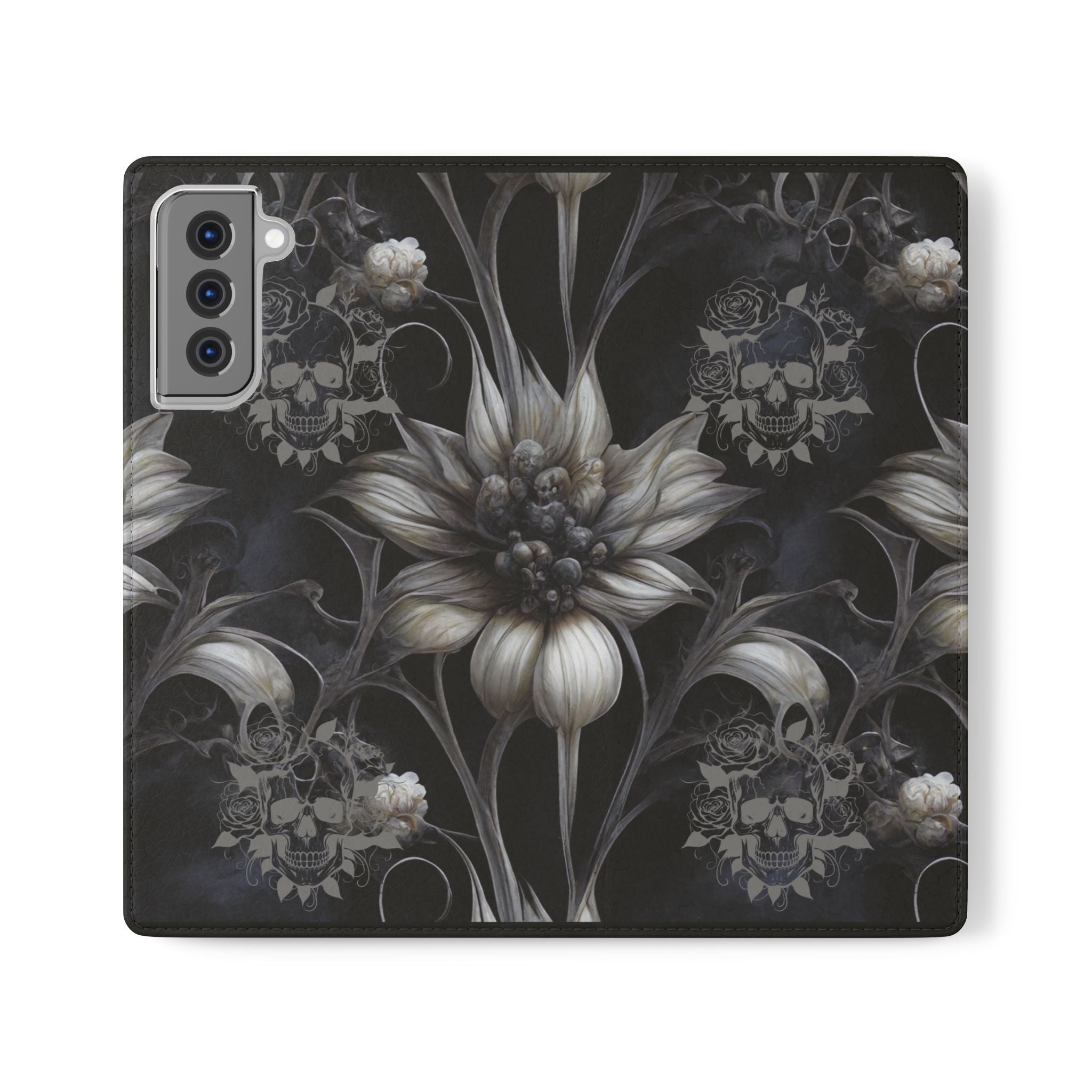 Goth Botanical Flip Wallet Case for iPhone and Samsung Galaxy Phones
