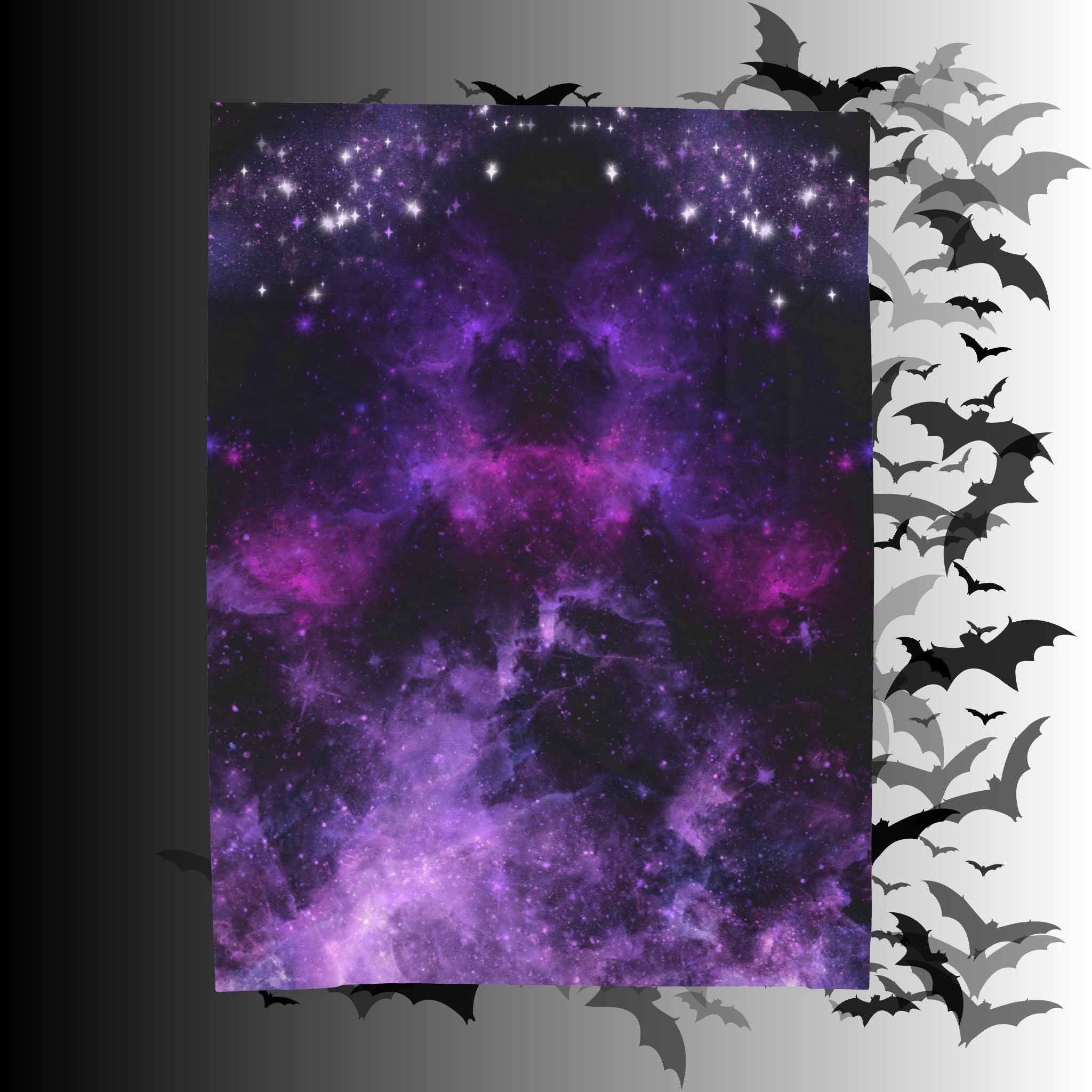 Pastel Goth Purple Galaxy Throw Blanket — Cosmic Nebula Home Decor