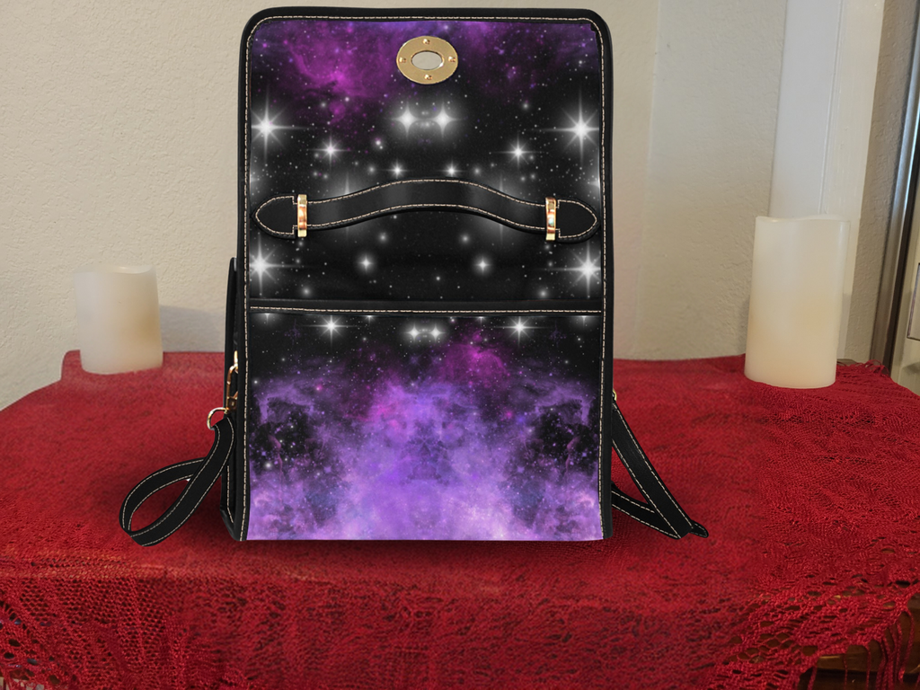 Purple Galaxy Handbag | Cosmic Nebula Waterproof Canvas Crossbody Purse