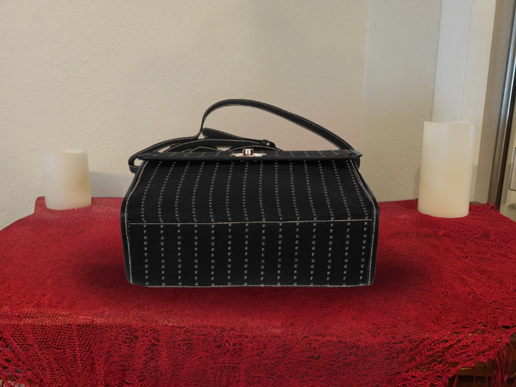 Gothic Pinstripe Handbag | Hidden F-Word Waterproof Canvas Crossbody Purse