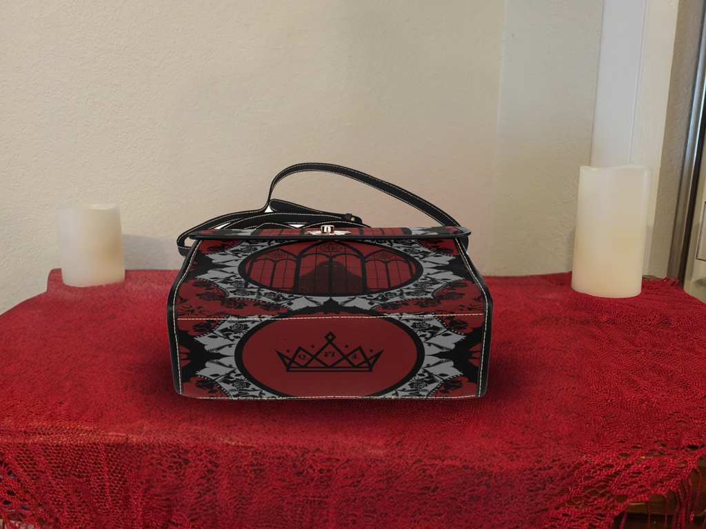 Gothic Cathedral Rose Handbag | Elegant Bat Lace Waterproof Canvas Crossbody Purse