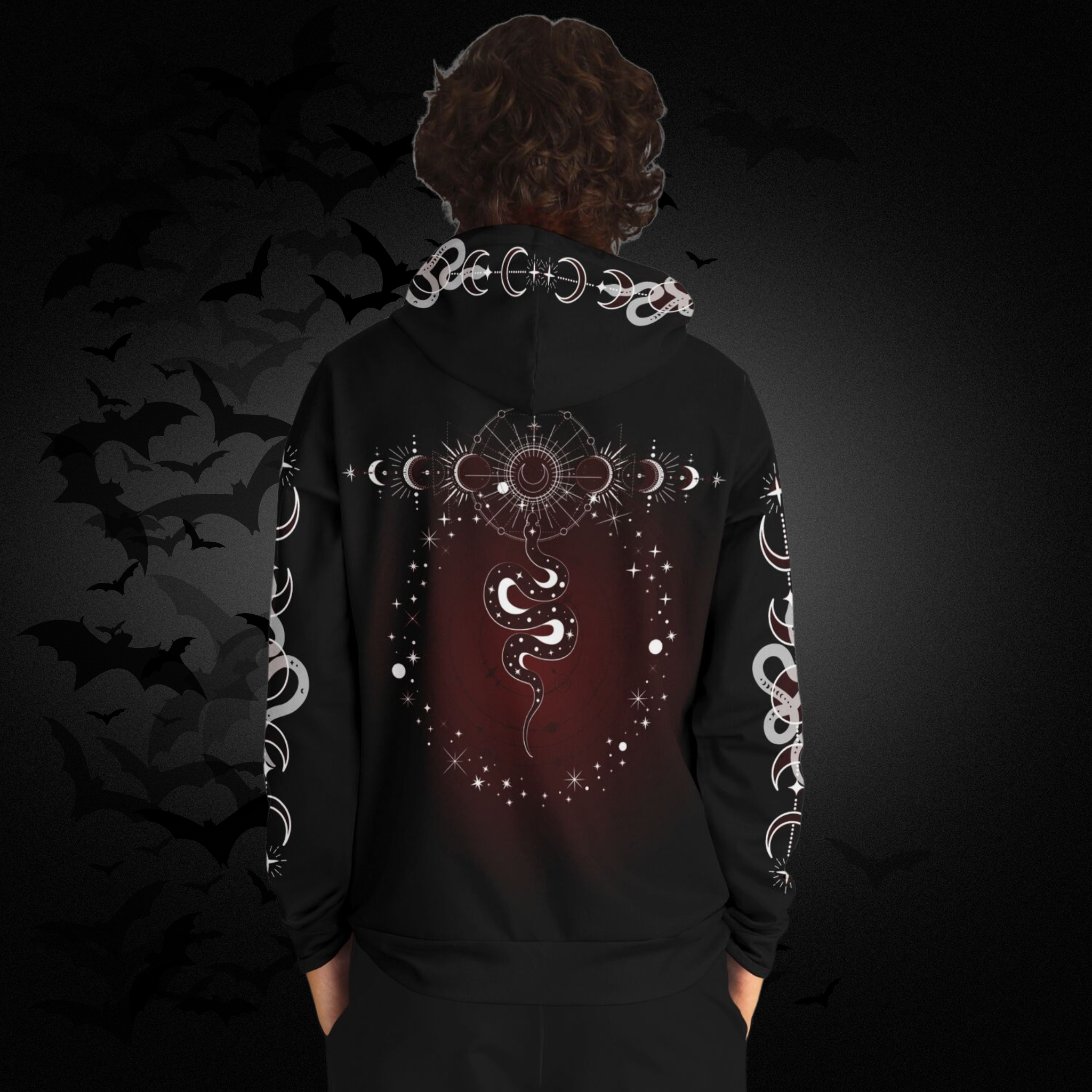 Celestial Serpent All Over Print Hoodie – Crimson