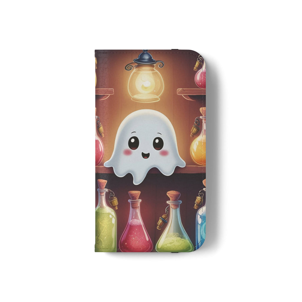 Apothecary Ghost Flip Wallet Case - Spooky Halloween Phone Case - Gothic Ghost Smartphone Case -  Ghost on a Shelf Wallet Case