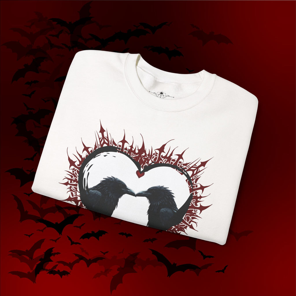 Gothic Raven Heart Crewneck Sweatshirt — Dark Romance Valentine's Day