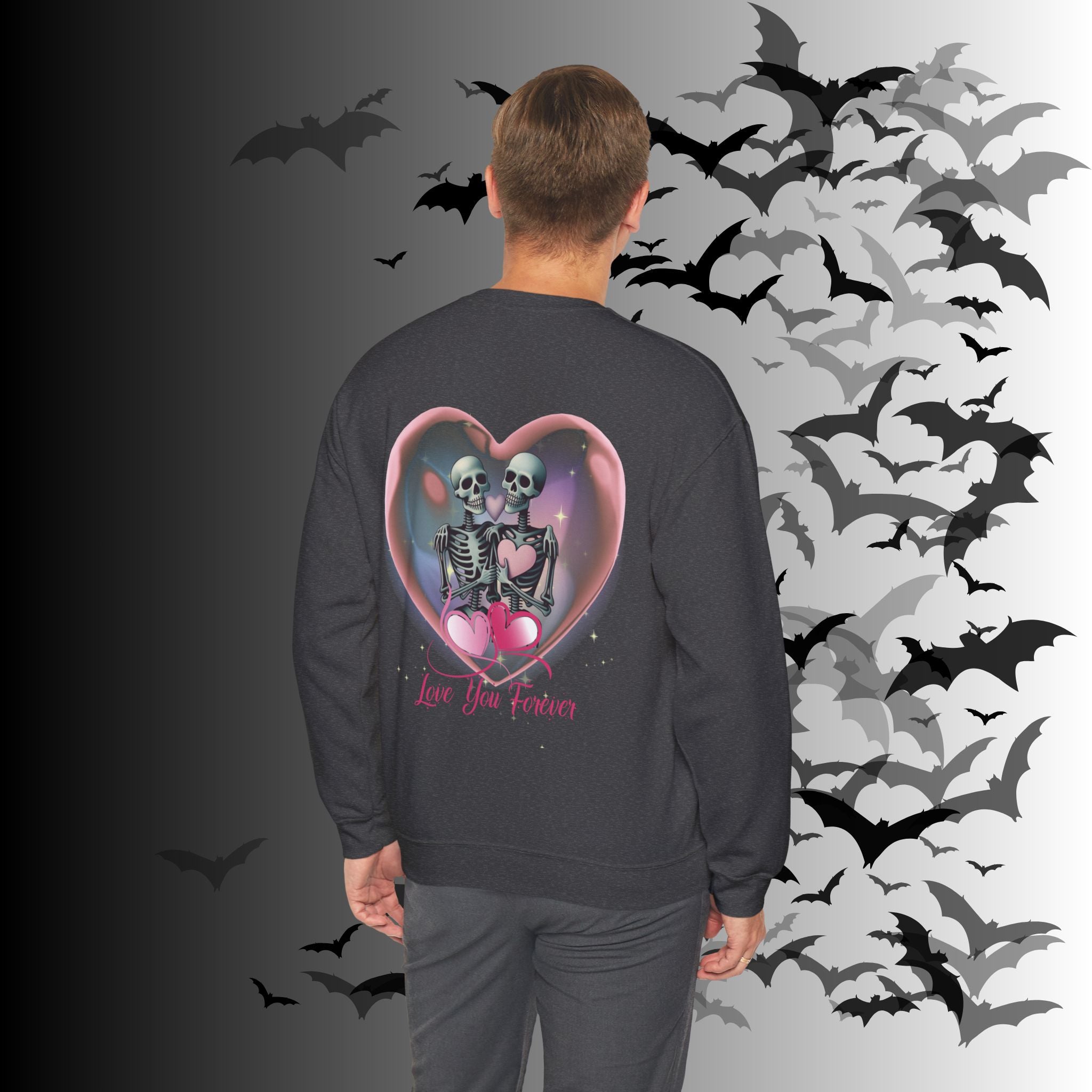 Love You Forever Skeleton Crewneck Sweatshirt — Gothic Valentine's Couples