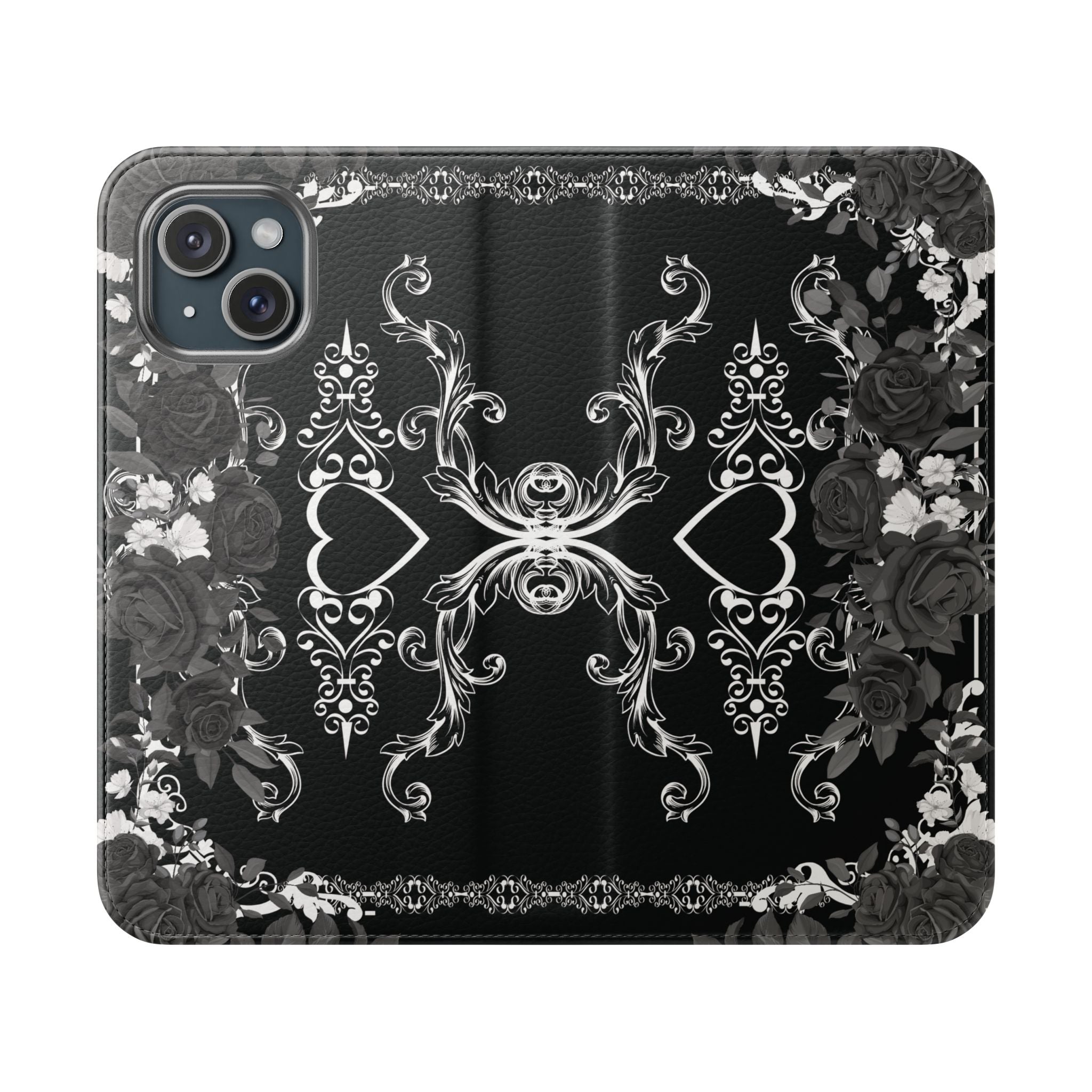 Romantic Goth Wallet Flip Case - Goth Botanical Phone Case