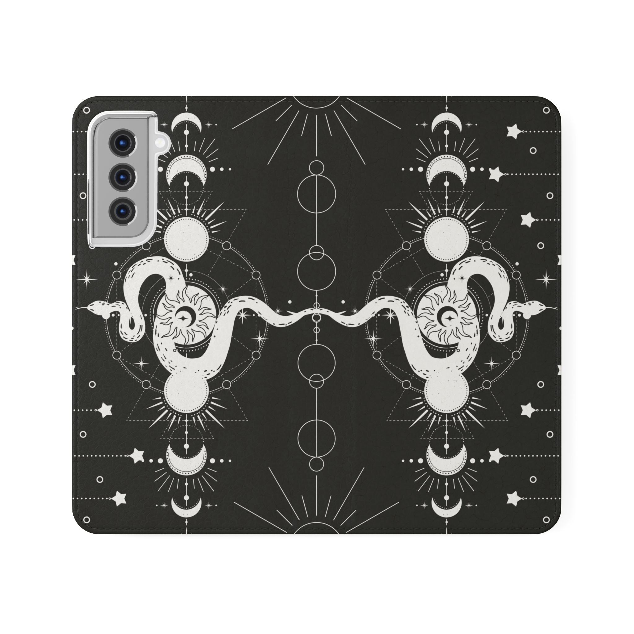 Gothic Style Celestial Snake Moon Phases Wallet Flip PhoneCase - Celestial Style Phone Case for iPhone and Samsung - Moon Phases Wallet Case