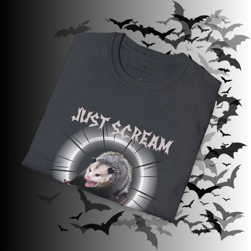 "Just Scream" Possum T-Shirt — Edgy Humor Gothic Tee