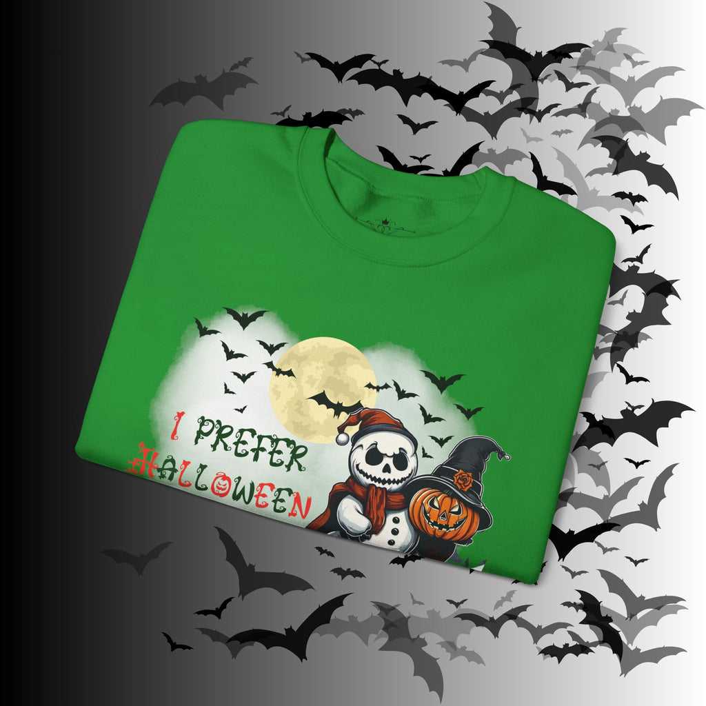 I Prefer Halloween Crewneck Sweatshirt — Gothic Christmas Snowman Pumpkin