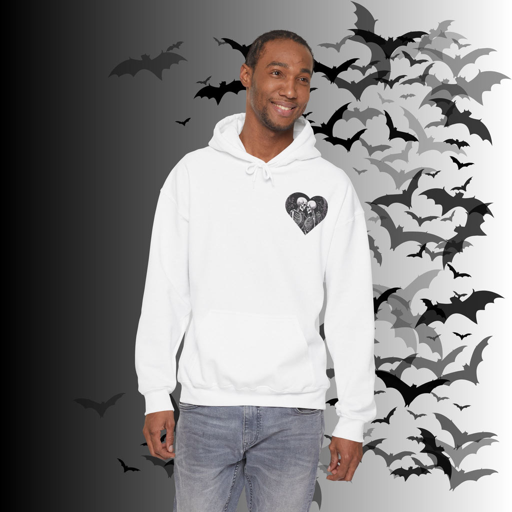 Gothic Skeleton "Forever Yours" Couples Hoodie — Dark Romance Front & Back Print