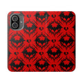 Gothic Bat Wallet Flip Case - Elegant Goth Phone Wallet - Bat Pattern Flip Case - Gothic Phone Case - Stylish Wallet Phone Case