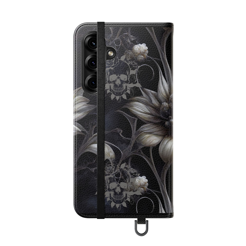 Goth Botanical Flip Wallet Case for iPhone and Samsung Galaxy Phones