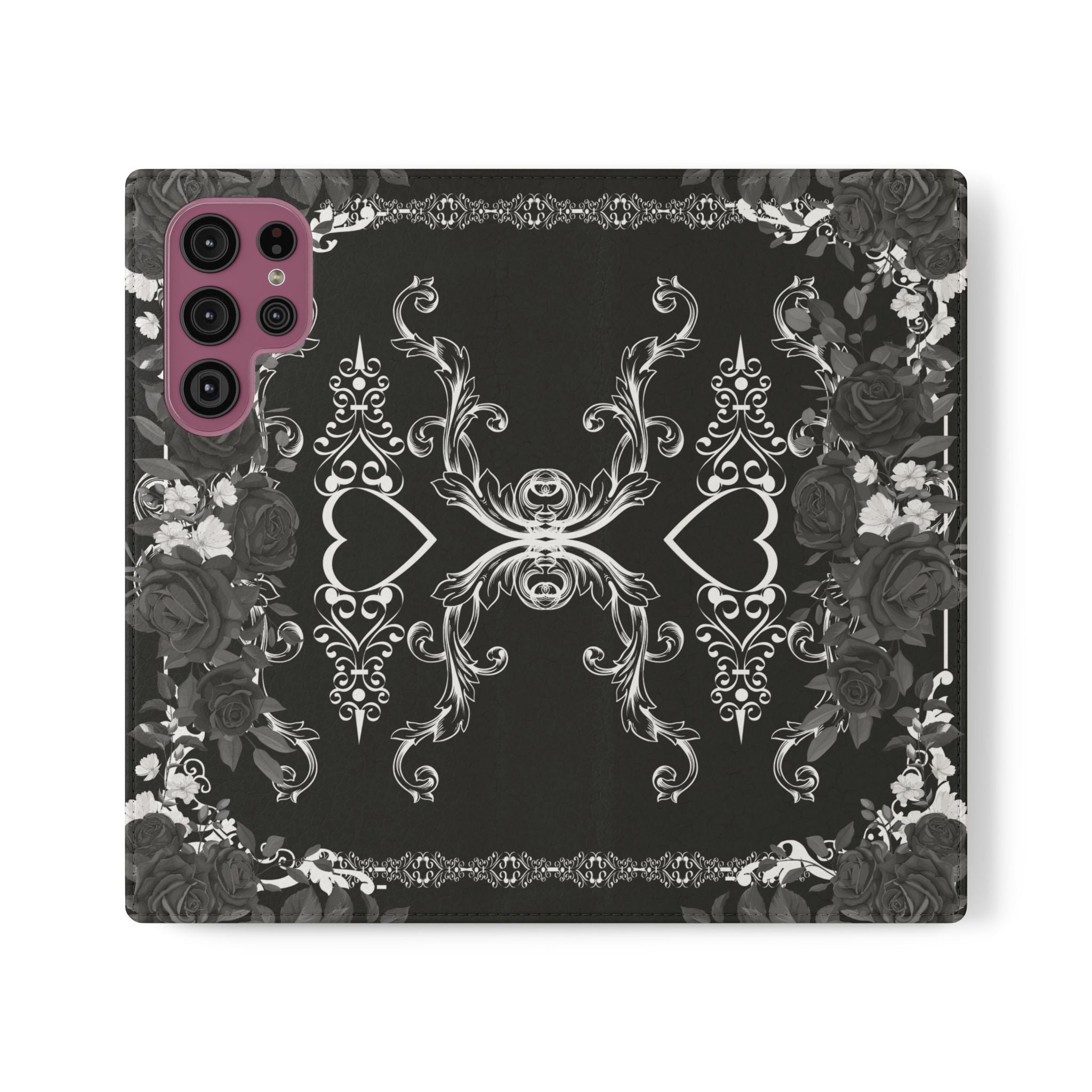 Romantic Goth Wallet Flip Case - Goth Botanical Phone Case