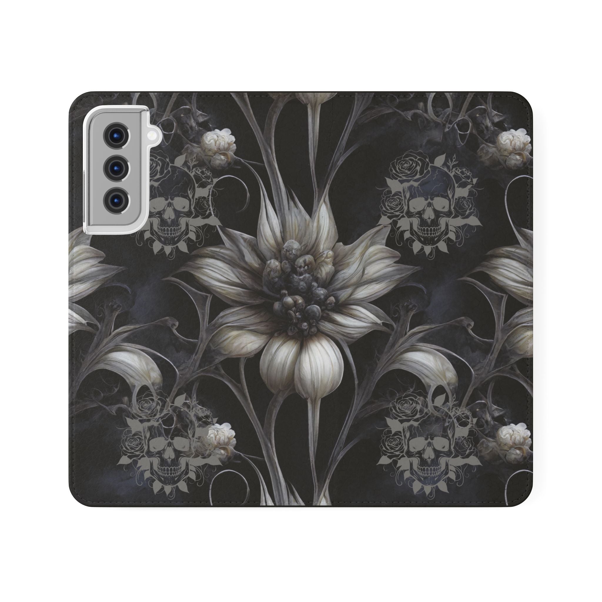 Goth Botanical Flip Wallet Case for iPhone and Samsung Galaxy Phones