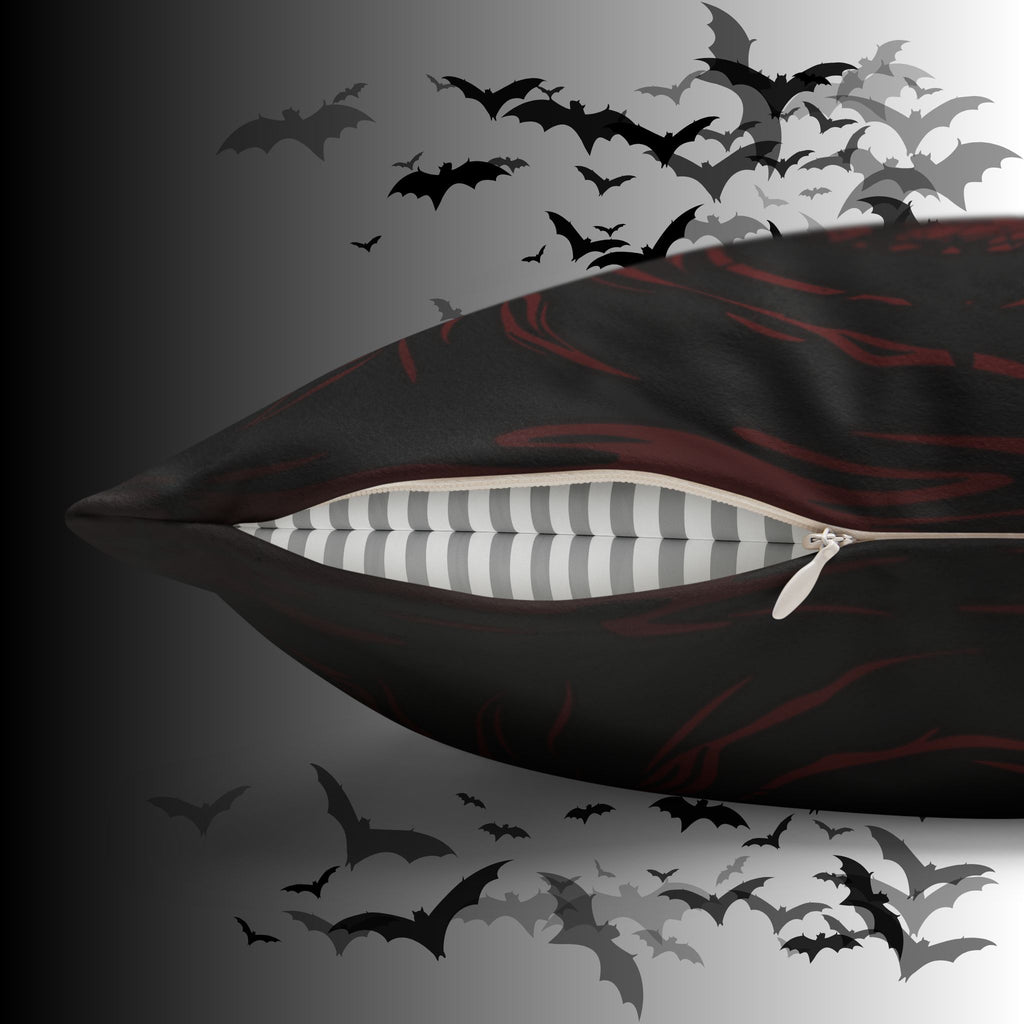 Gothic Ghost Cobweb Moon Throw Pillow — Spooky Halloween Dark Home Decor