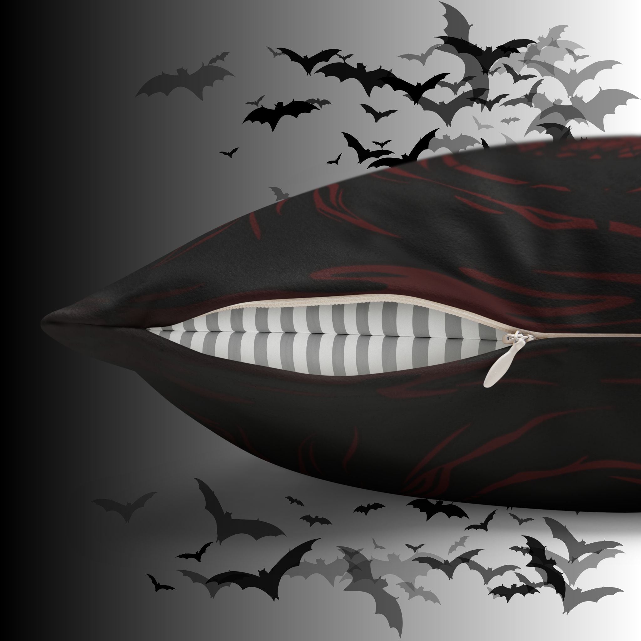 Gothic Ghost Cobweb Moon Throw Pillow — Spooky Halloween Dark Home Decor
