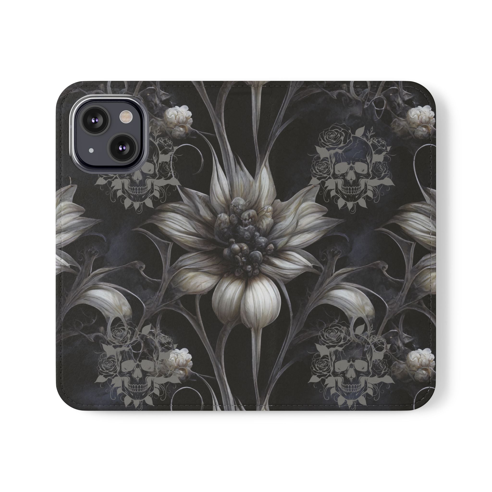 Goth Botanical Flip Wallet Case for iPhone and Samsung Galaxy Phones