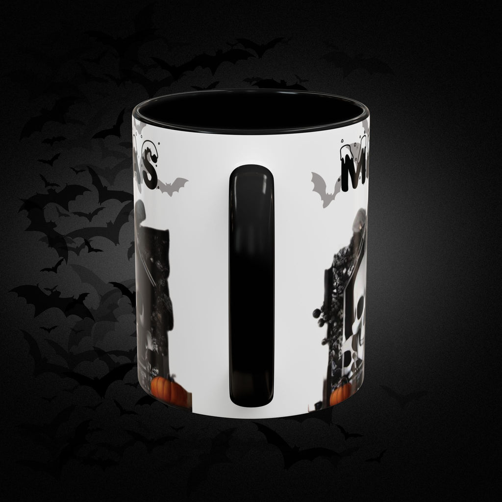 Merry Creepmas Gothic Skull Coffee Mug — Black Accent Ceramic Mug