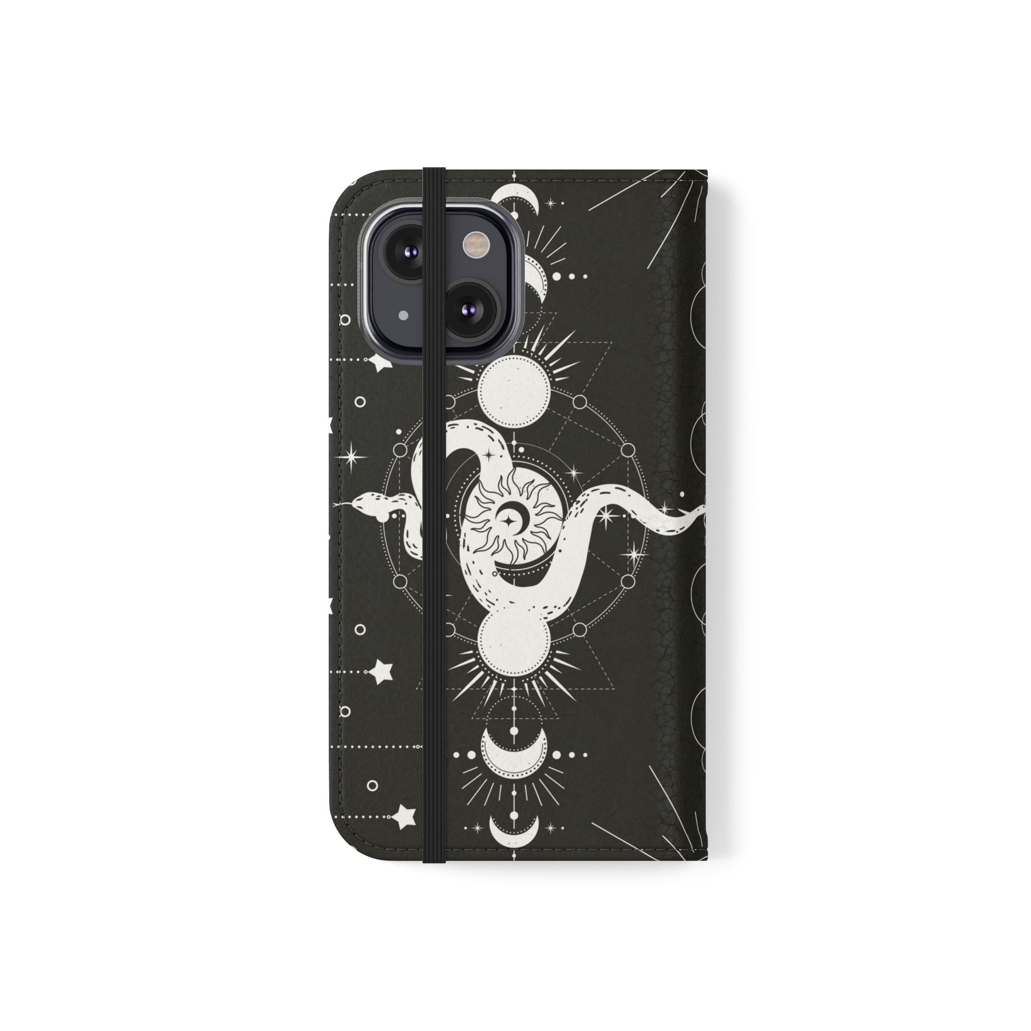 Gothic Style Celestial Snake Moon Phases Wallet Flip PhoneCase - Celestial Style Phone Case for iPhone and Samsung - Moon Phases Wallet Case