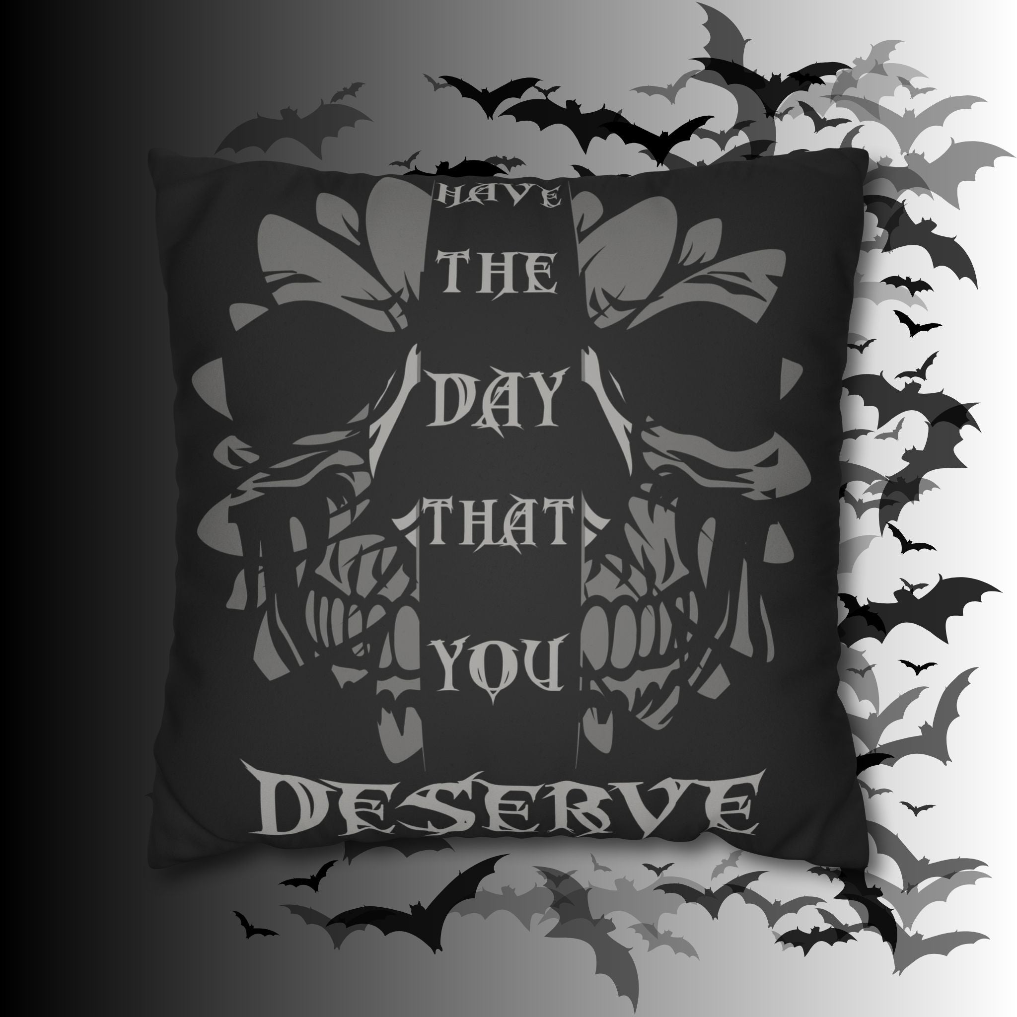 Gothic Floral Skull Throw Pillow — Dark Botanical Moody Home Decor