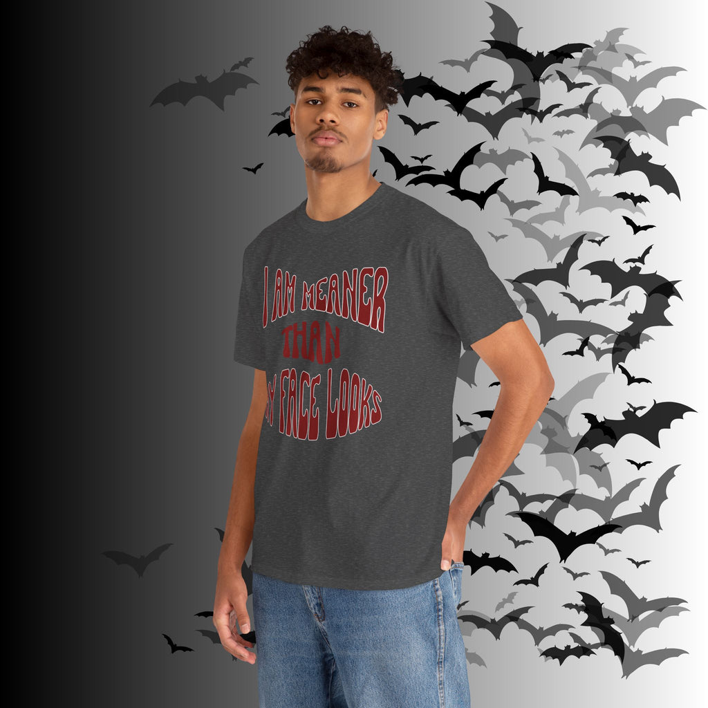 "I Am Meaner Than My Face Looks" Gothic Humor T-Shirt