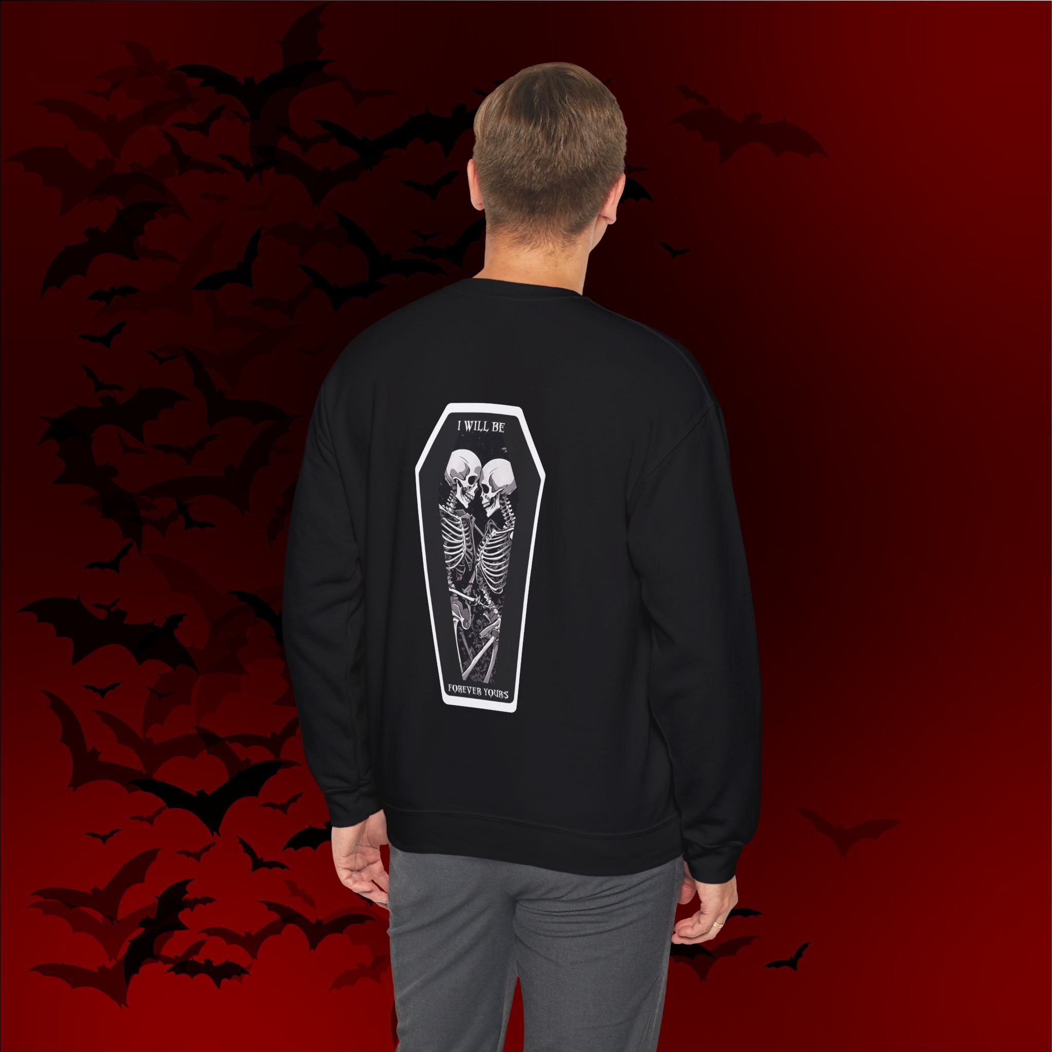 Gothic Valloween Skeleton Love Crewneck Sweatshirt — Dark Romance Couples Valentine's Day