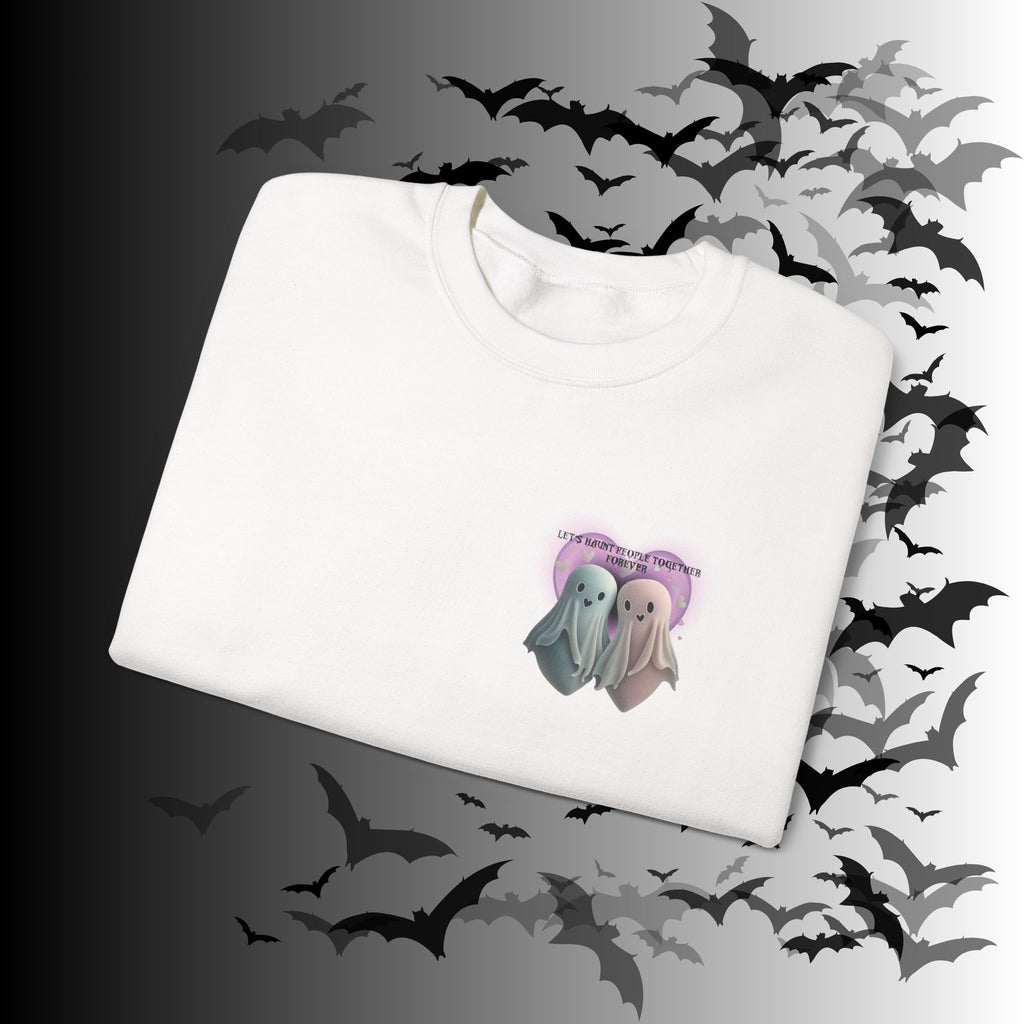 Let's Haunt People Together Forever Crewneck Sweatshirt — Gothic Valentine's Couples Ghost