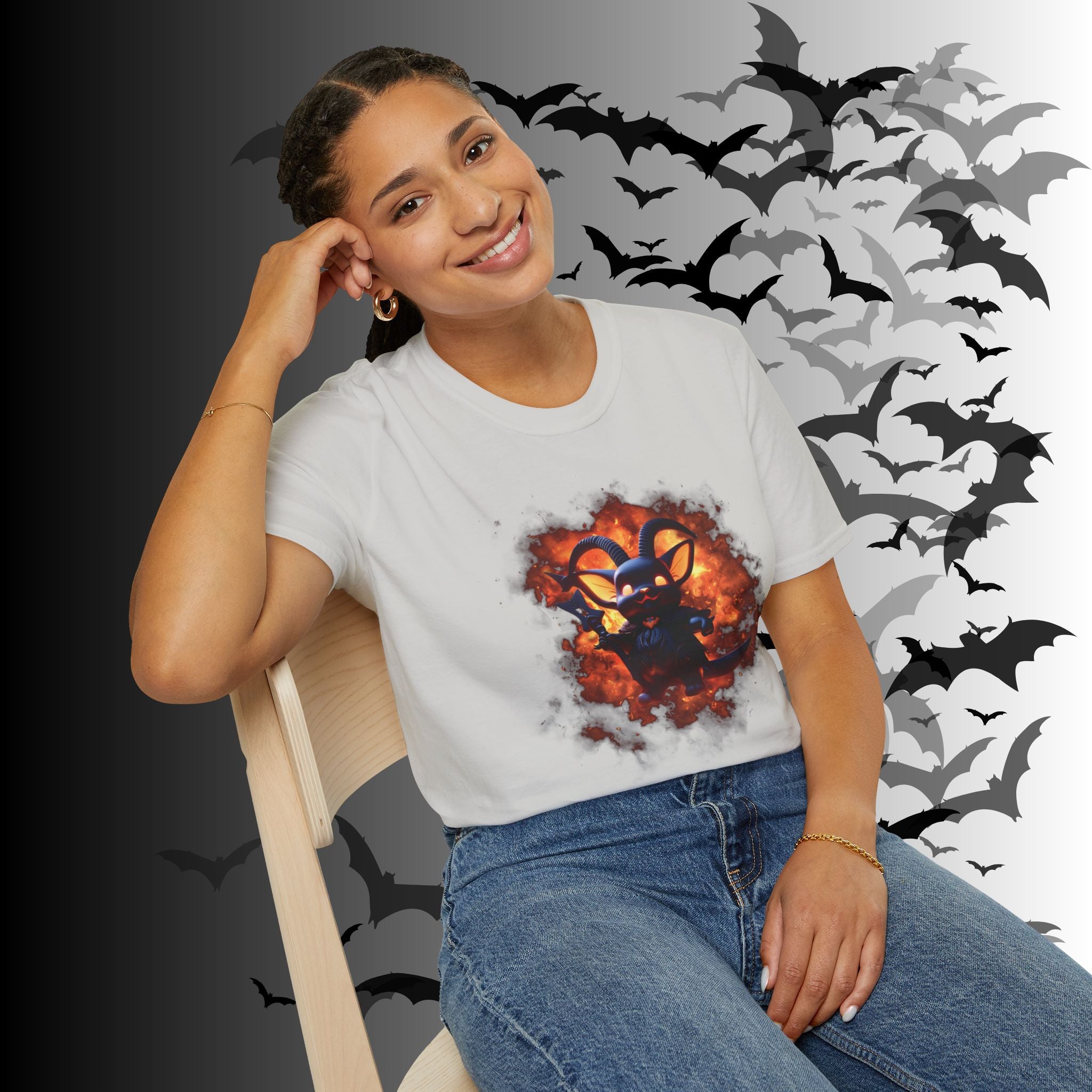 Whimsigoth Chibi Baphomet Fire T-Shirt — Gothic Occult Tee