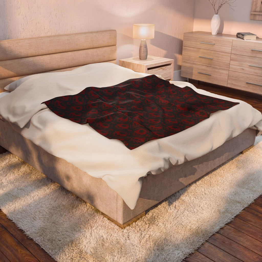 Gothic Bat & Skull Heart Throw Blanket — Dark Romance Home Decor