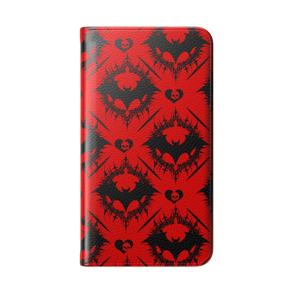 Gothic Bat Wallet Flip Case - Elegant Goth Phone Wallet - Bat Pattern Flip Case - Gothic Phone Case - Stylish Wallet Phone Case