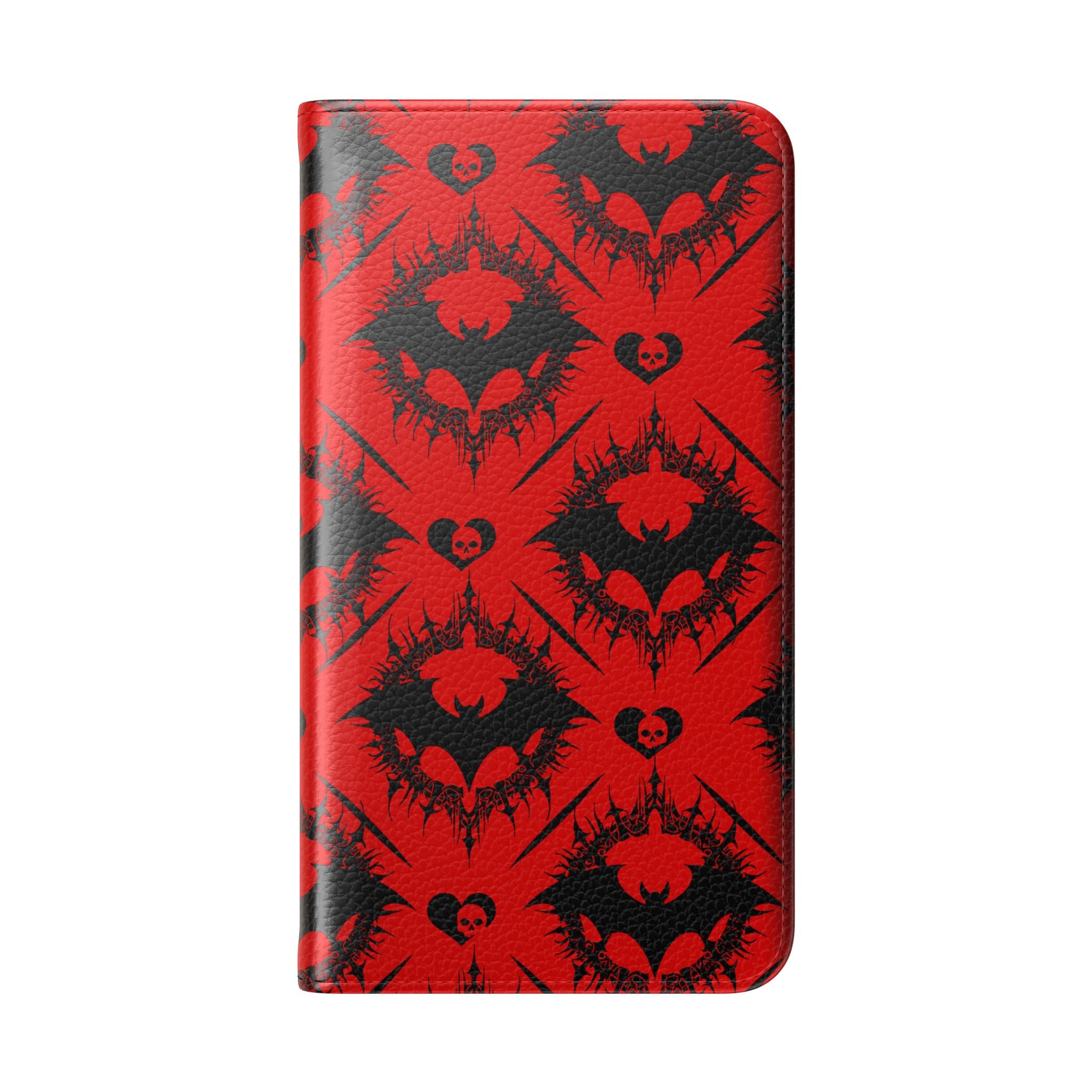 Gothic Bat Wallet Flip Case - Elegant Goth Phone Wallet - Bat Pattern Flip Case - Gothic Phone Case - Stylish Wallet Phone Case