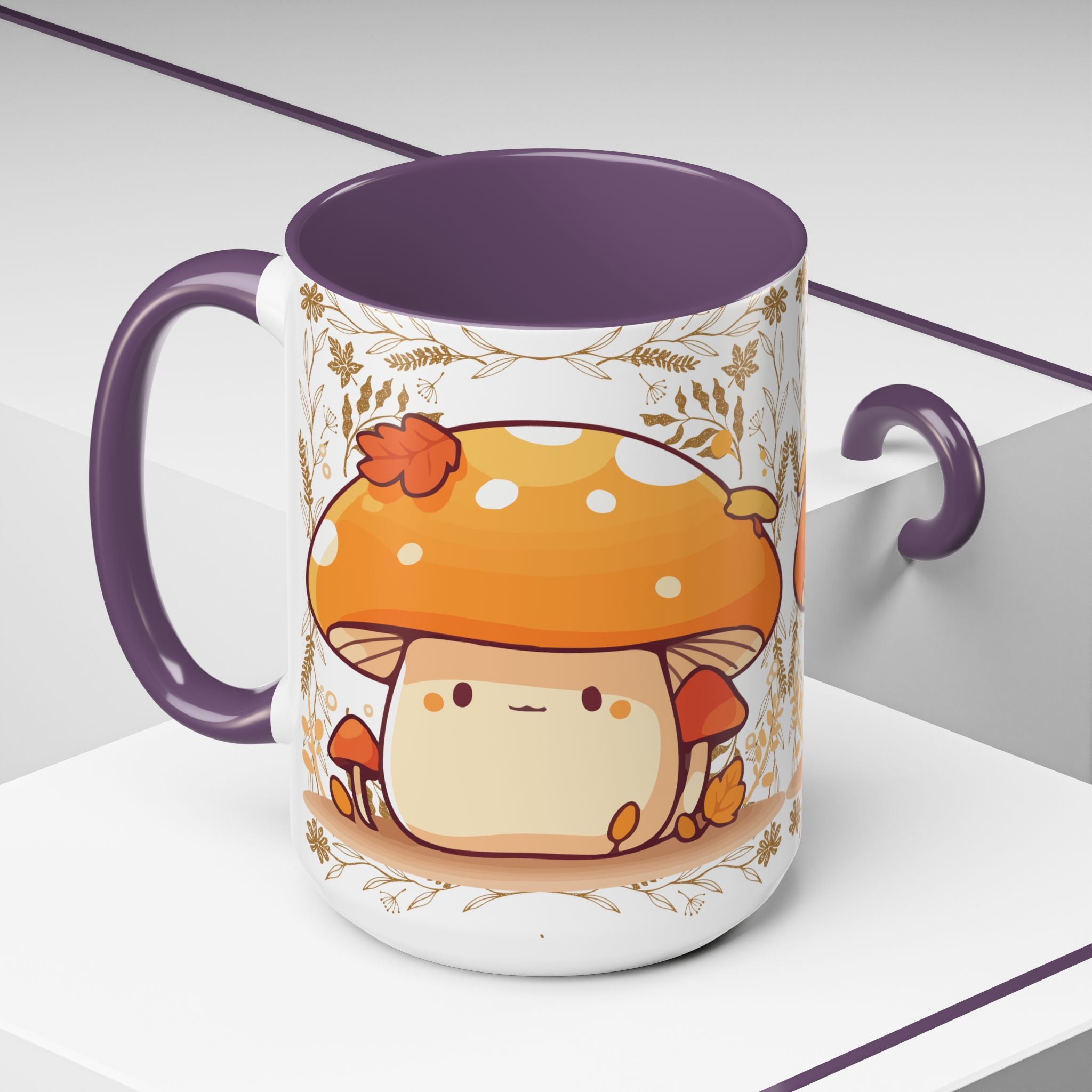 Autumn Mushroom Cute Coffee Mug — Fall Kawaii Accent Mug (11/15oz)