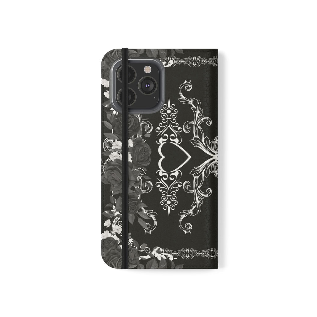 Romantic Goth Wallet Flip Case - Goth Botanical Phone Case